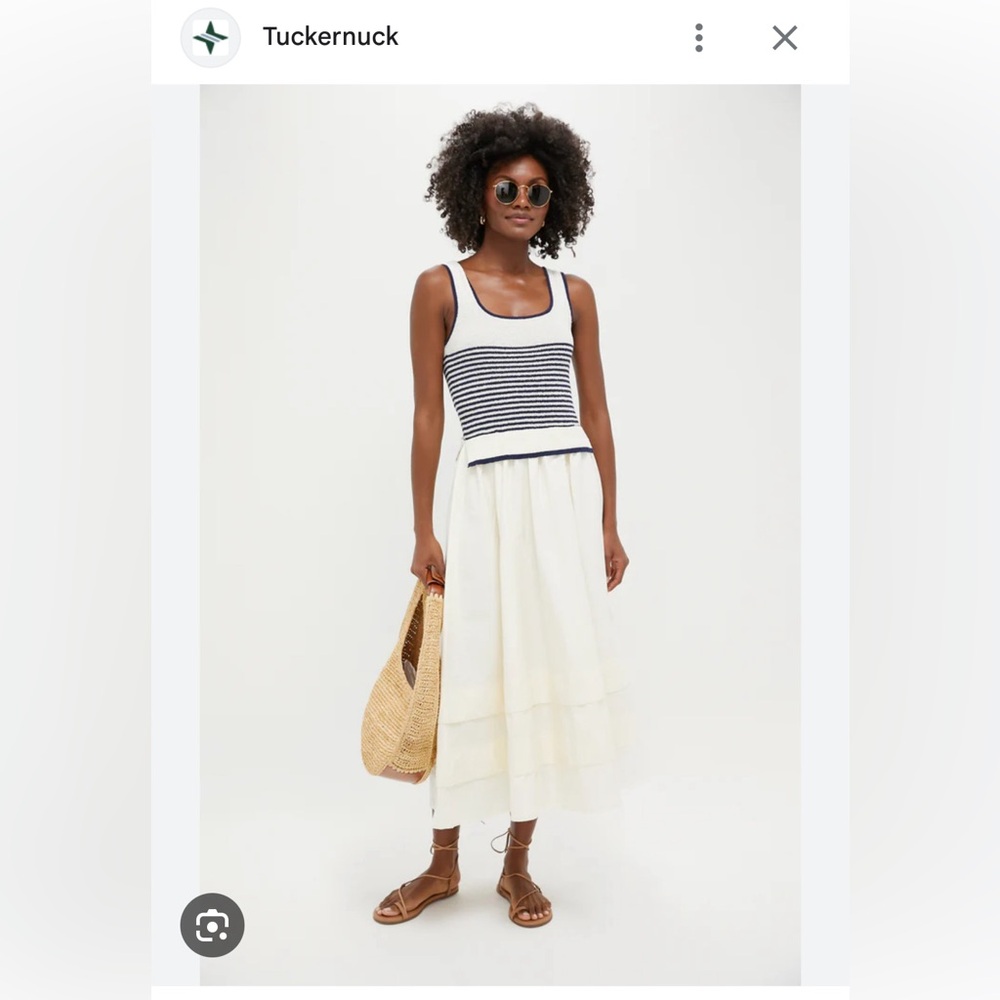 Elegant Cream/ Navy dress